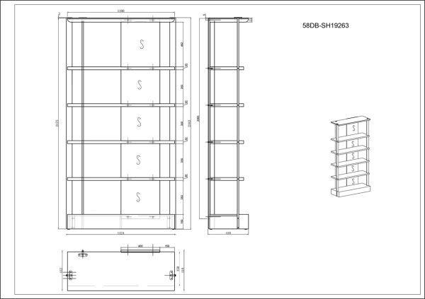Model 58DB-SH19263 Стеллаж Bel Air 112,4*41,8*218см — изображение 5