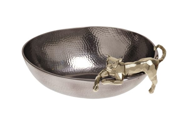 69-120159 Блюдо "Ягуар" металл черн./зол. 32