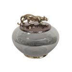 69-120164 Ваза декор.с крышкой "Ягуар" металл/стекло21*21*18см