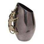 69-120176 Ваза декор.металлич. "Ягуар" черн./зол. 21*15*29см