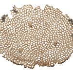 69-219013 Блюдо декор. металлич."Соты" цвет зол. 38*38*8см