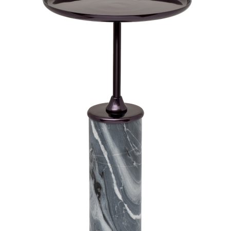 69-22465 Стол журнальный мрамор/метал. цвет черный d35*h65см