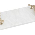 69-22768 Поднос декоративный мраморный "Flora" 46.5*27*7см