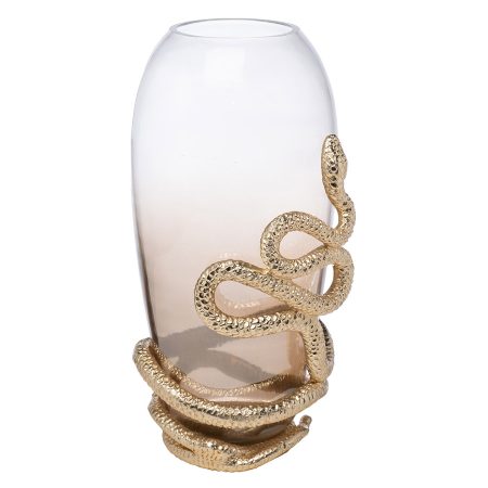 69-321001 Ваза декорат. "Serpente" стекл. дымчато-молочного цвета 18*16*32