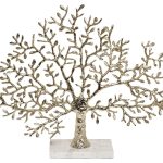 69-919201 Декор настольный "Дерево" зол.мет./мрам.бел 60*13*46см