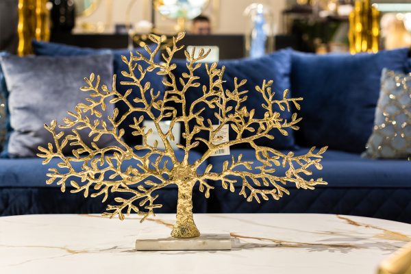 69-919201 Декор настольный "Дерево" зол.мет./мрам.бел 60*13*46см — изображение 4