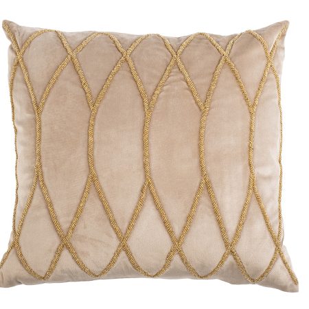 70SW-11123 Подушка с бисером "Силуэт" бежевая 45*45см