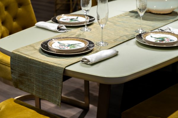 70SW-18101 Текстильная дорожка для стола Нефрит зеленая 35*180см — изображение 2