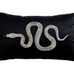 70SW-19590 Подушка с вышивкой "Серпенте" черная 30*50см