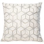 70SW-20712 Подушка с бисером "Шестигранники" белая 45*45см