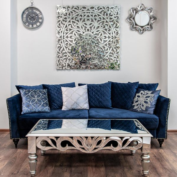 70SW-26060 Подушка с бисером "Квадро" сереб. 45*45см — изображение 3