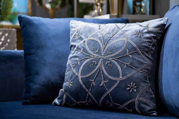 70SW-28070 Подушка с вышивкой "Узор" синий 45*45см — изображение 3