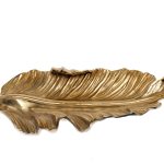 71PN-0797 Блюдо декорат. металл.  "Лист"  58*24*8см золото/хром