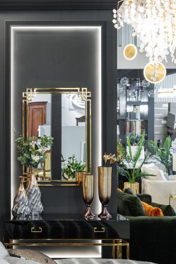 71PN-1231 Ваза металлическая черно-золотистая 19*10*40см — изображение 2