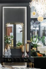 71PN-1232 Ваза металлическая черно-золотистая 23*9*50см — изображение 2