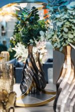 71PN-1232 Ваза металлическая черно-золотистая 23*9*50см — изображение 3