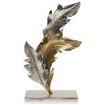 71PN-1836  Декор "Листья"  металлический золото/хром 27*10*48см