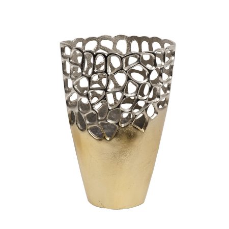 71PN-2191 Ваза металлическая "Соты" H31см золото/хром