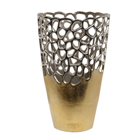 71PN-2192 Ваза металлическая "Соты" H40см золото/хром