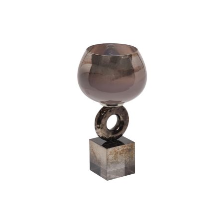 71PN-3114 Подсвечник стеклянный дымчатый d13*28см