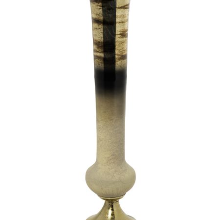 71PN-3123 Ваза стекл.бежевая на металл. основании d20*100см