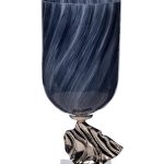 71PN-31270 Ваза стекл. дымчатая на металл. основании d20*47см