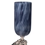 71PN-31271 Ваза стекл. дымчатая на металл. основании d20*59см