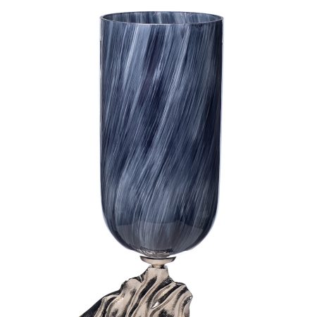 71PN-31271 Ваза стекл. дымчатая на металл. основании d20*59см