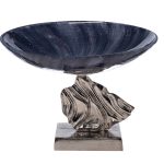 71PN-3168 Чаша стекл.на металл. основании дымчатая d37*23см