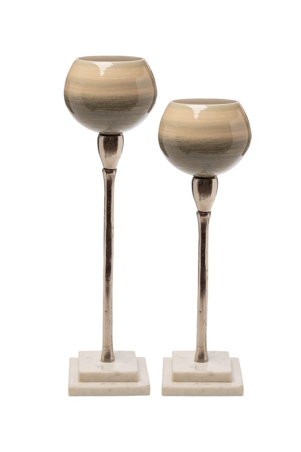 71PN-31801 Подсвечник стекл.на металл. ножке h37см — изображение 2