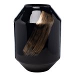 71PN-5181 Ваза стеклянная черная с золотом d27*38см