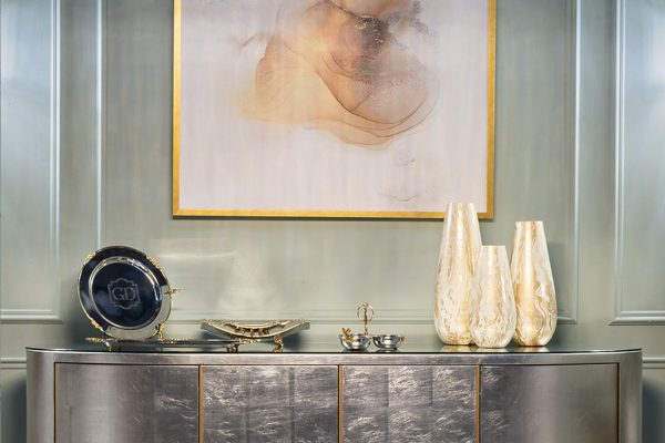 71PN-51821 Ваза стеклянная золотисто-бежевая d15*38см — изображение 2