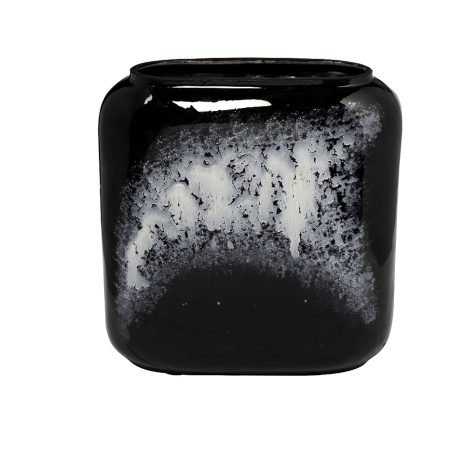 71PN-5186 Ваза стеклянная серо-черная 23*9*23