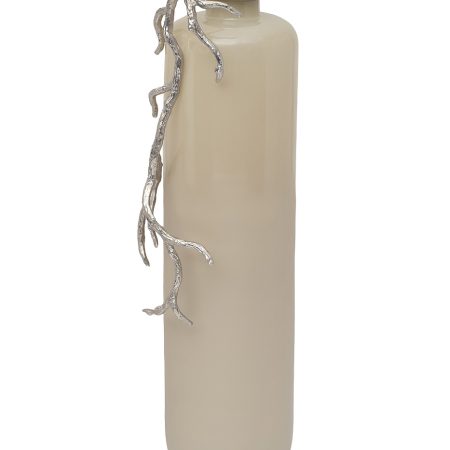 71PN-52158 Ваза стеклянная с металлич. декором d23*89