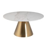 76AR-00910 Стол журнальный керамогранит белый d80*40см