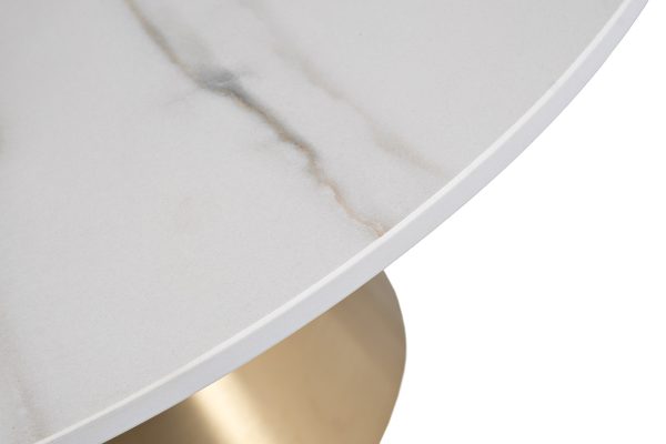 76AR-00910 Стол журнальный керамогранит белый d80*40см — изображение 3