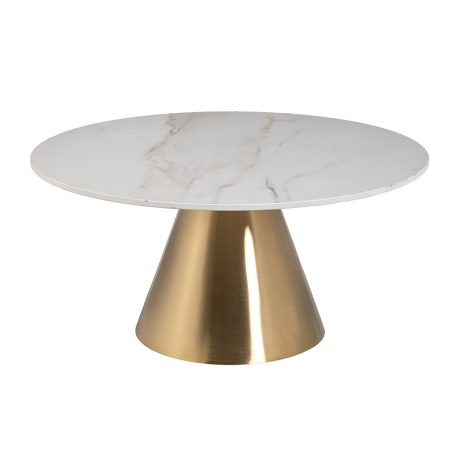 76AR-00910 Стол журнальный керамогранит белый d80*40см