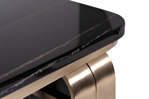 76AR-3183-STOL/ZH Стол журнальный иск. камень черный / золото 50*50*50см — изображение 3