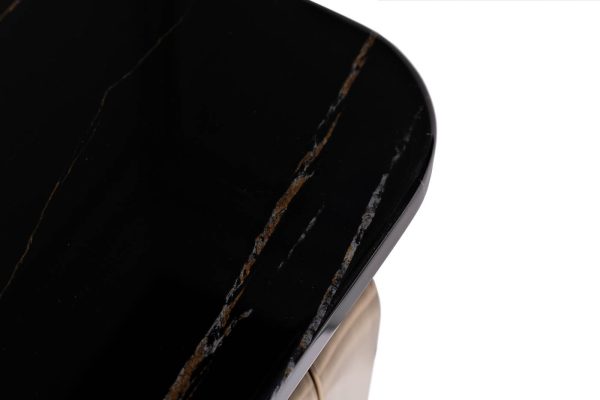 76AR-3183-STOL/ZH Стол журнальный иск. камень черный / золото 50*50*50см — изображение 4