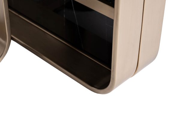 76AR-3183-STOL/ZH Стол журнальный иск. камень черный / золото 50*50*50см — изображение 5