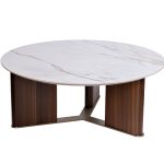 76AR-501C-STOL/ZH Стол журнальный круглый иск.камень белый d90*35.5см