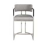 76AR-60337 Стул полубарный велюр серый/хром 52*55*91см