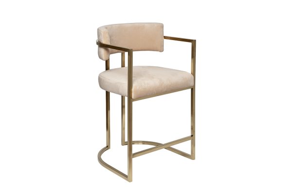 76AR-603GOLD-BG Стул полубарный велюр беж/мат. золото 52*55*91см — изображение 2