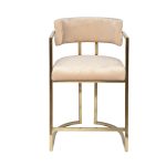 76AR-603GOLD-BG Стул полубарный велюр беж/мат. золото 52*55*91см