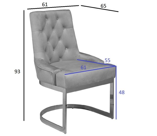 76AR-6210-BGR Стул велюр бежево-серый/темный хром 65*61*93см — изображение 5