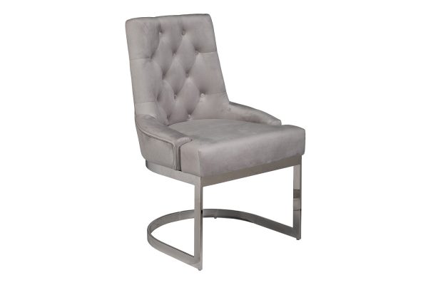 76AR-62105 Стул велюр светло-серый/хром 65*61*93см — изображение 2