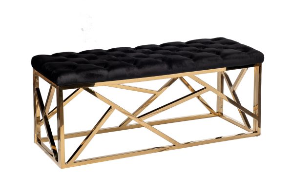 76ar-7160ban-chern-banketka-veljur-chernyjzoloto-1104246sm-1 76AR-7160BAN-CHERN Банкетка велюр черный/золото 110*42*46см — изображение 2