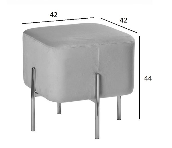 76ar-732ban-svser-banketka-veljur-svetlo-seryjhrom-424244sm-4 76AR-732BAN-SVSER Банкетка велюр светло-серый/хром 42*42*44см — изображение 5