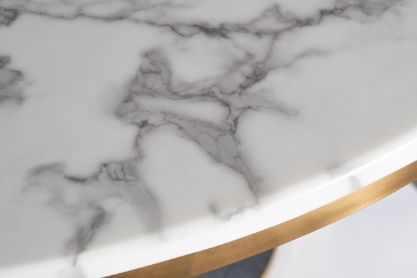 76AR-DT813 Стол обеденный иск.мрам Bianca Luna/черн.мет d120*75 — изображение 2