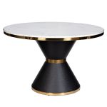 76AR-DT813 Стол обеденный иск.мрам Bianca Luna/черн.мет d120*75